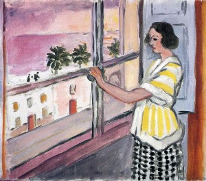 Henri Matisse. Jauna moteris prie lango. Saulėlydis. 1921