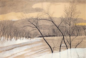Léon Spilliaert. Medžiai žiemos kraštovaizdyje. 1929